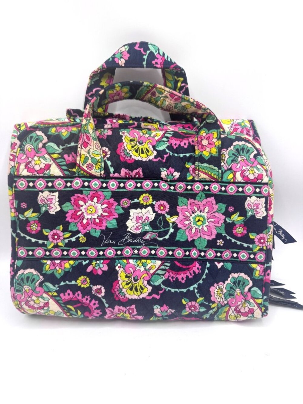 Vera Bradley Hanging Travel Organizer Midnight Paisley  Floral Quilted Pattern M